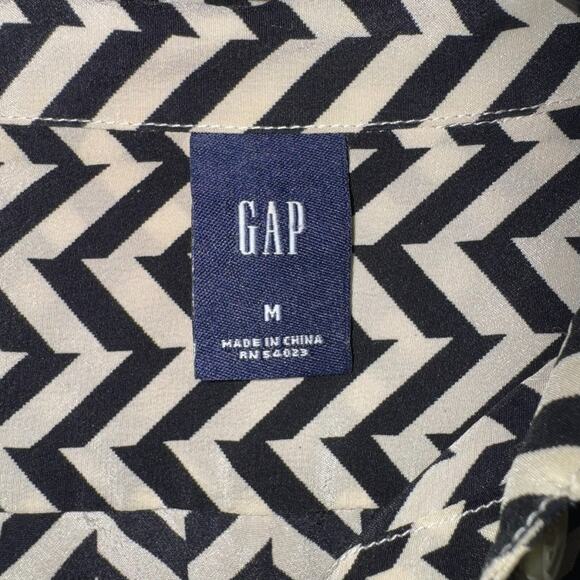 GAP Chevron Blouse M Black Tan Long Sleeve Button Down Women's Casual Work - Picture 3 of 5